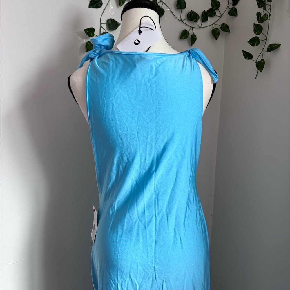 NWT Coperni Turquoise Blue Asymmetrical Maxi Dress - Picture 10 of 11